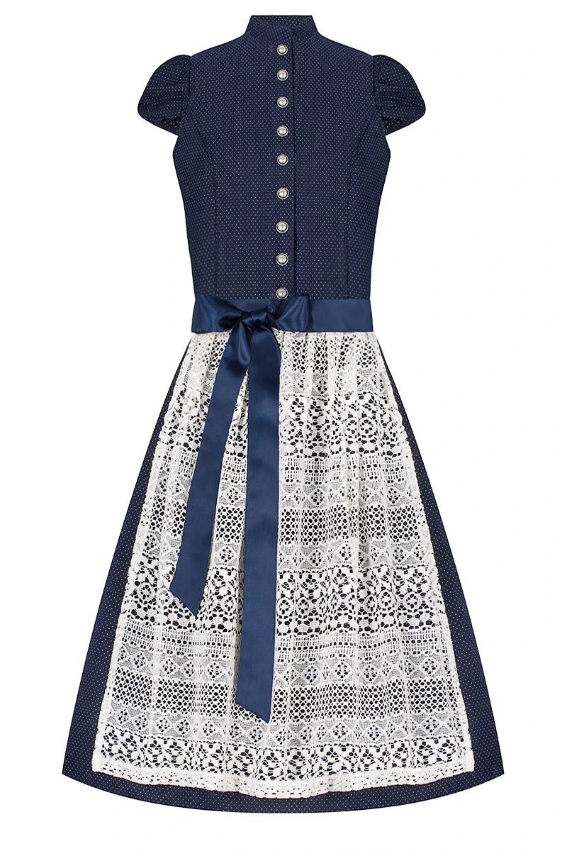 Midi Dirndl 65cm Dunkelblau Gepunktet Creme Madleine 006523 2 Midi Dirndl 65cm Dunkelblau Gepunktet Creme Madleine 006523 – Bild 2