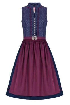 Midi Dirndl 65cm Dunkelblau Pflaume Rosi 006394 - Limitiert