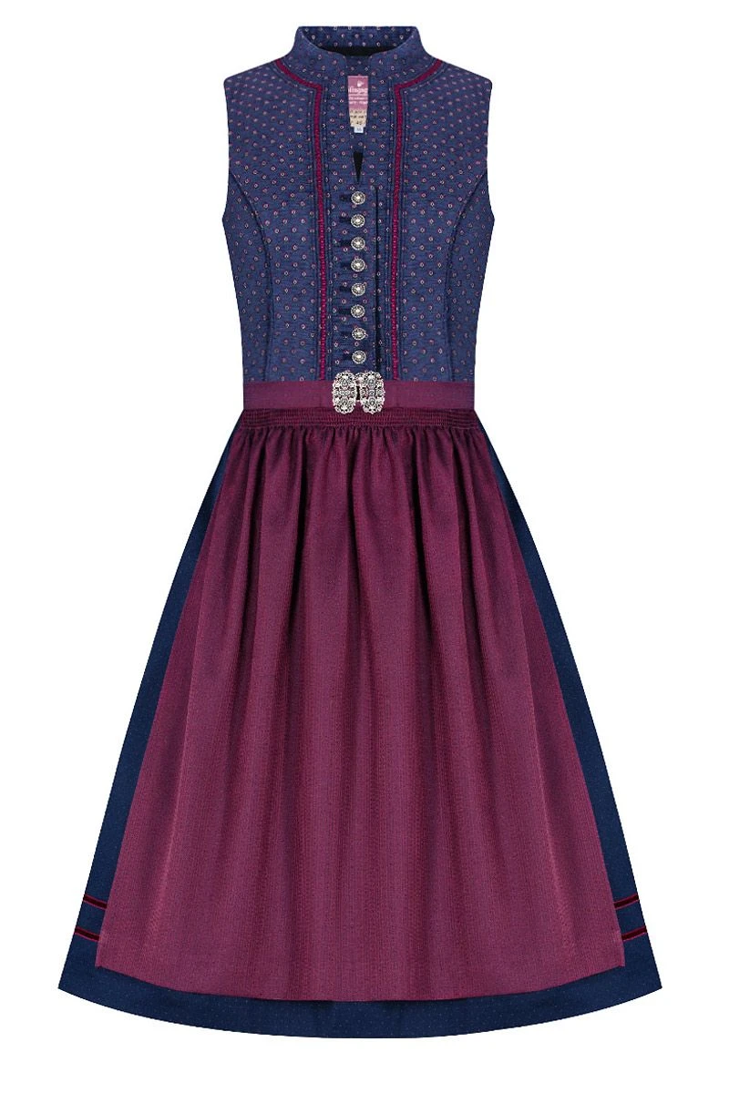 Midi Dirndl 65cm Dunkelblau Pflaume Rosi 006394 - Limitiert 1 Midi Dirndl 65cm Dunkelblau Pflaume Rosi 006394 - Limitiert