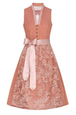 Midi Dirndl 65cm Koralle Gemustert Altrosa Lisa 006470