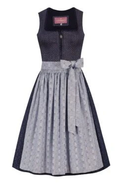 Modegeschäft 15 Midi Dirndl 70 Cm Dunkelblau Hellblau Stretch Glockenbach 010040