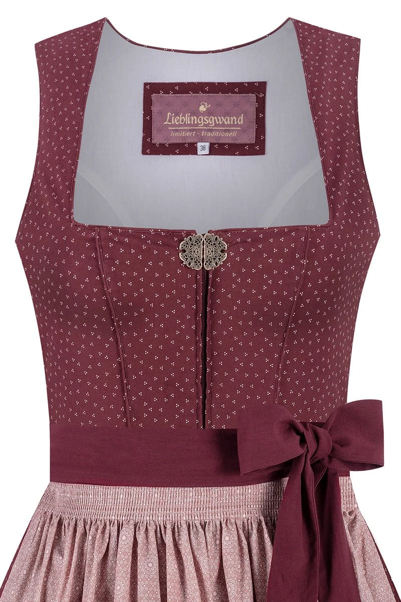 Midi Dirndl 65 Cm Dunkelrot Altrosa Magdalena 014820 2 Midi Dirndl 65 Cm Dunkelrot Altrosa Magdalena 014820 – Bild 2