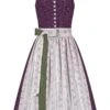 Midi Dirndl 70cm Aubergine Weiß Gemustert Barbara 005286