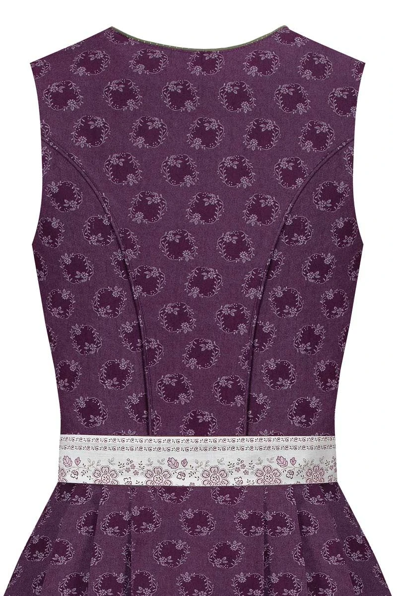 Midi Dirndl 70cm Aubergine Weiß Gemustert Barbara 005286 4 Midi Dirndl 70cm Aubergine Weiß Gemustert Barbara 005286 – Bild 4