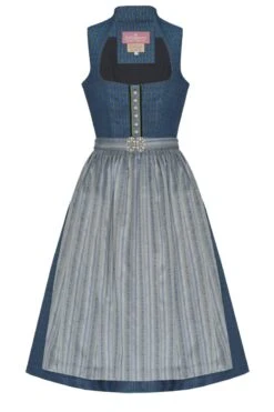 Midi Dirndl 70cm Dunkelblau Grau Doris 006400 - Limitiert