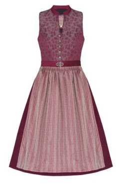 Midi Dirndl 70cm Bordeaux Silber Viola 006892 - Limitiert