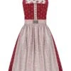 Midi Dirndl 70cm Rot Beige Babett 004698 - Limitiert