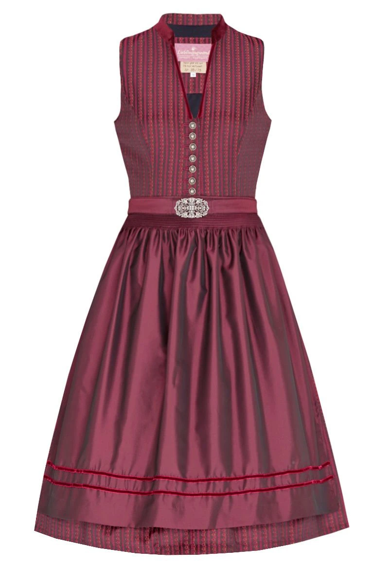 Midi Dirndl 65cm Schwarz Bordeaux Clara 006396 - Limitiert 1 Midi Dirndl 65cm Schwarz Bordeaux Clara 006396 - Limitiert
