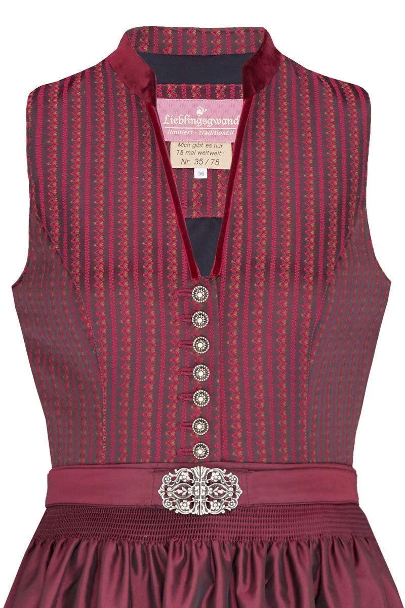 Midi Dirndl 65cm Schwarz Bordeaux Clara 006396 - Limitiert 3 Midi Dirndl 65cm Schwarz Bordeaux Clara 006396 - Limitiert – Bild 3