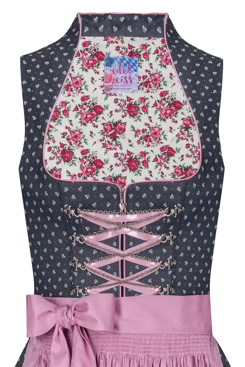 Mini Dirndl 60cm Anthrazit Altrosa Nicol 004679 3 Mini Dirndl 60cm Anthrazit Altrosa Nicol 004679 – Bild 3