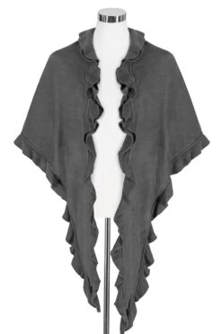 Poncho Anthrazit Mit Rüschenkragen 009922