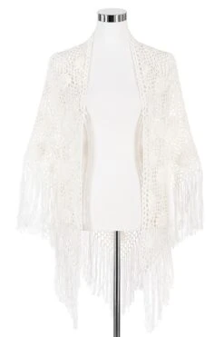 Poncho Creme Handgehäkelt 009931