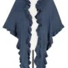 Poncho Blau Mit Rüschenkragen 009923
