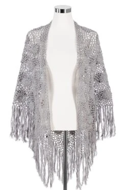 Modegeschäft 36 Poncho Grau Handgehäkelt 009928