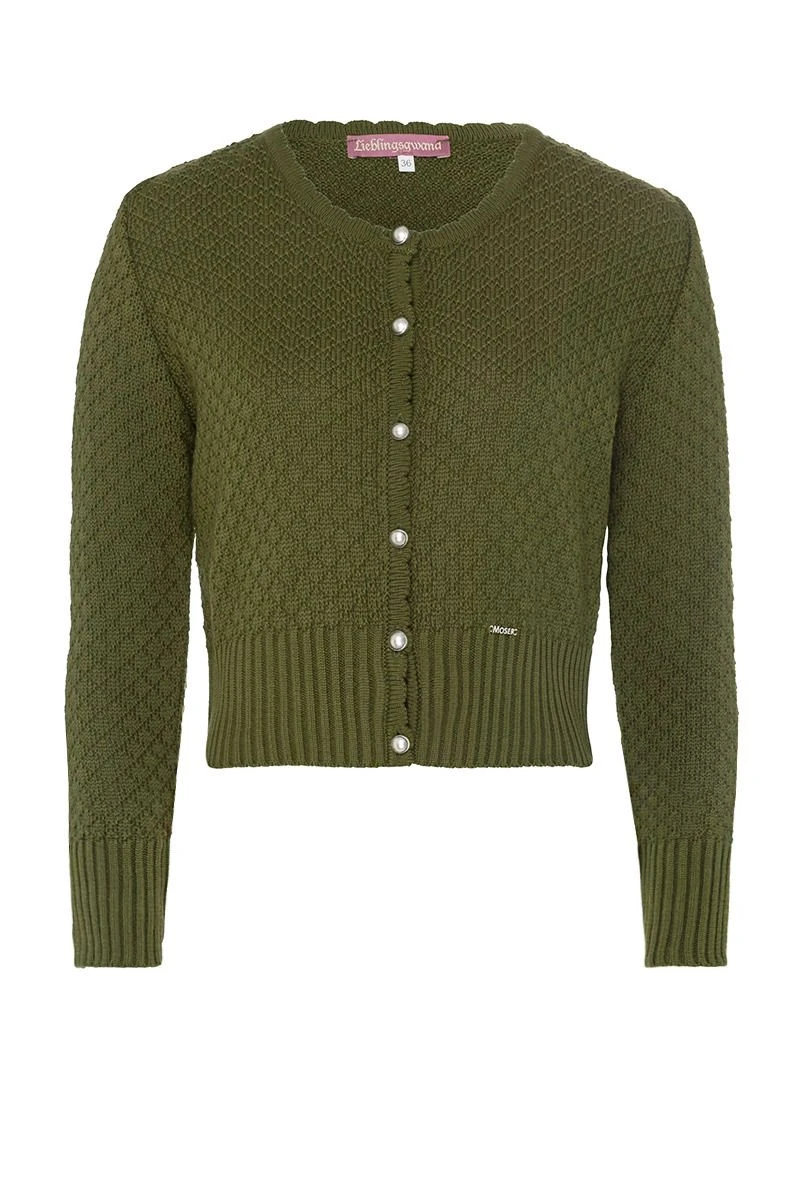Trachten Strickjacke Oliv Marlene 003186 1 Trachten Strickjacke Oliv Marlene 003186