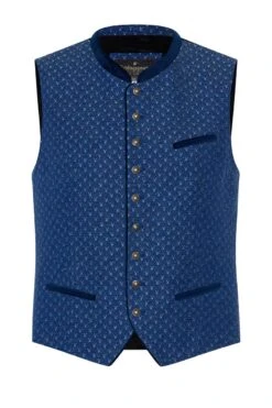 Trachtenweste Blau Gemustert Franz 015185 - Slimfit