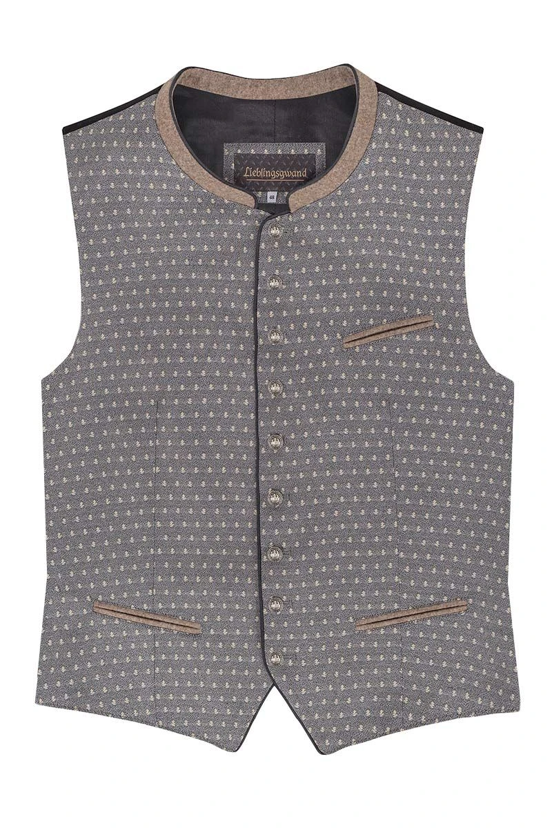 Trachtenweste Blaugrau Gemustert Franz 016081 1 Trachtenweste Blaugrau Gemustert Franz 016081