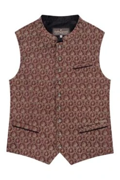 Trachtenweste Bordeaux Taupe Gemustert Anton 008192