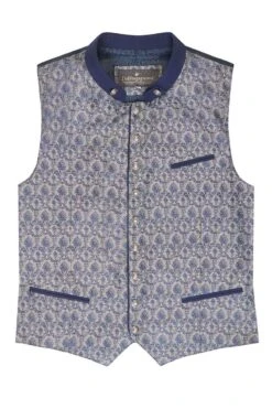 Trachtenweste Dunkelblau Taupe Gemustert Lenz 009434