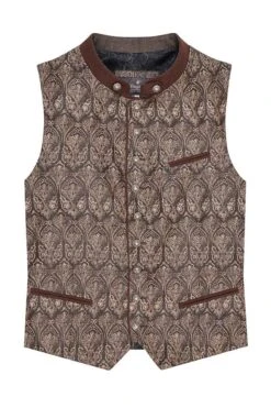 Trachtenweste Dunkelbraun Taupe Gemustert Lenz 009433