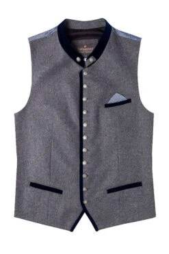 Trachtenweste Grau Blau Gemustert Kilian 004827