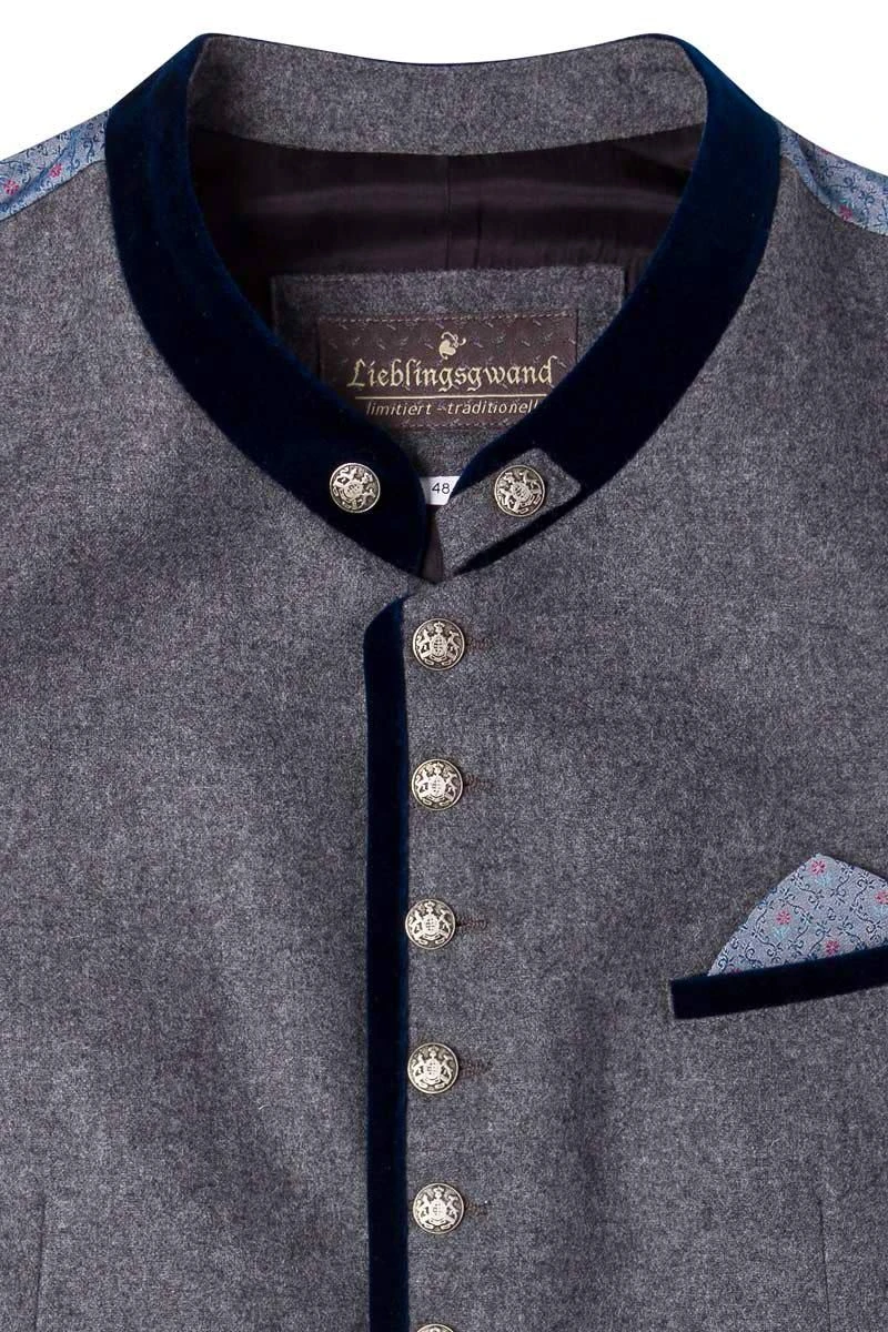 Trachtenweste Grau Blau Gemustert Kilian 004827 3 Trachtenweste Grau Blau Gemustert Kilian 004827 – Bild 3