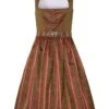 Midi Dirndl 70 Cm Oliv Geblümt Koralle Katrin 003740 - Limitiert