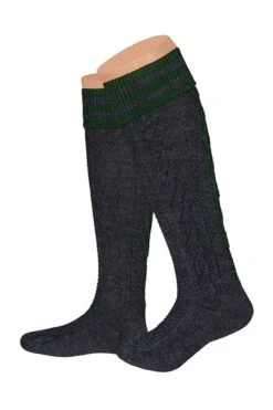 Trachtensocken Lang Anthrazit Grün Merinowolle 005547