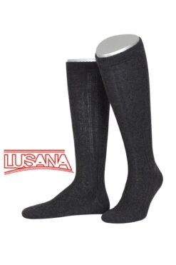 Trachten Kniestrümpfe Anthrazit Mit Zopfmuster Merinowolle 005541