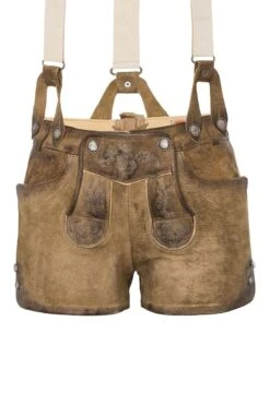 Damen Lederhose Kurz Hellbraun Antik Cindy 120721