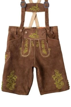 Kinderlederhose Kurz Braun Grün Almberg 140853