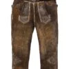 Lederhose Kniebund Mit Gürtel Antik-braun Schönsee 110794