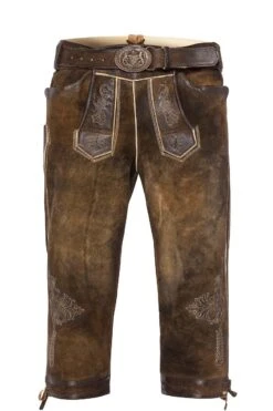 Lederhose Kniebund Mit Gürtel Antik-braun Schönsee 110794