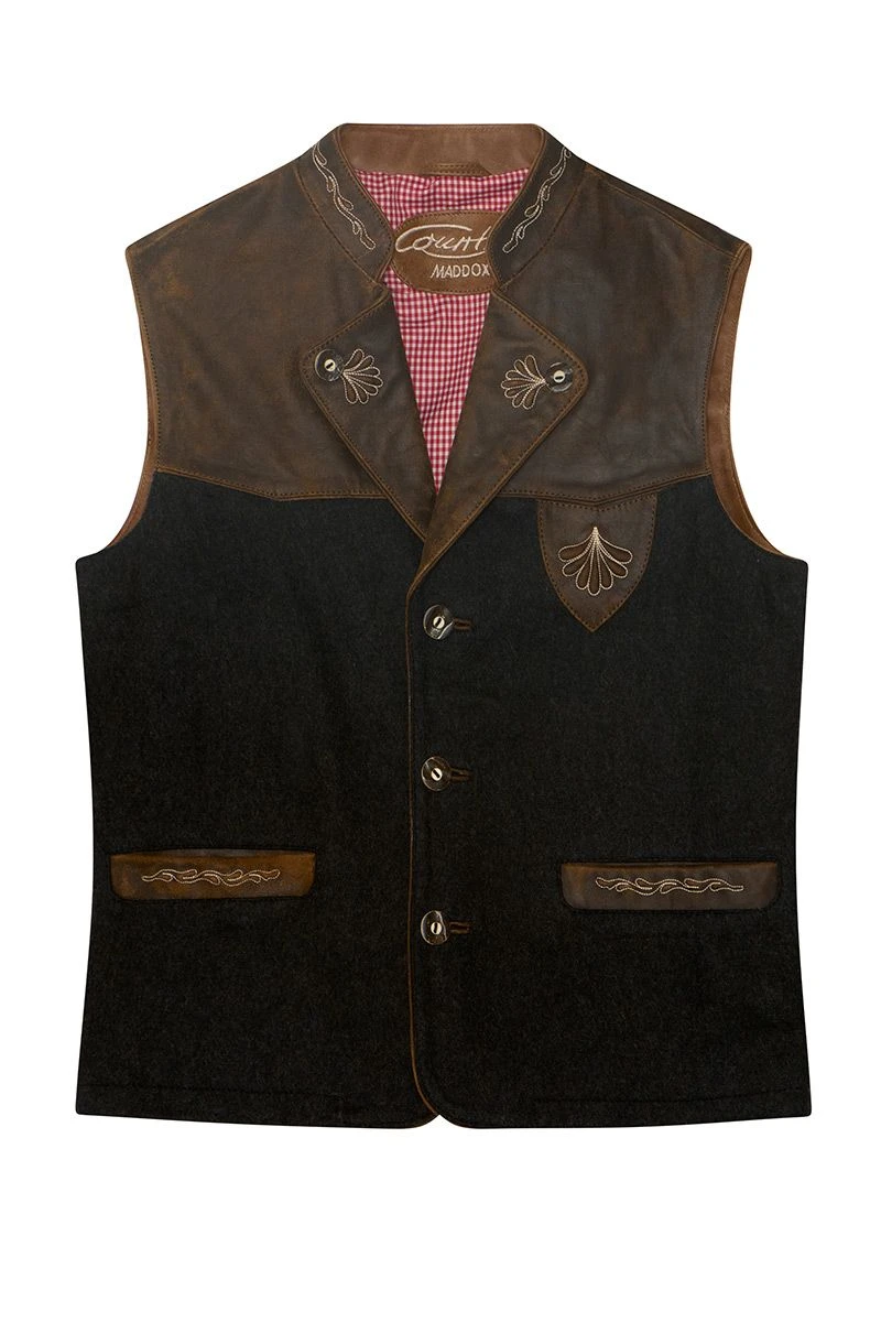 Trachtenweste Braun Anthrazit Leder Jonas 013182 1 Trachtenweste Braun Anthrazit Leder Jonas 013182