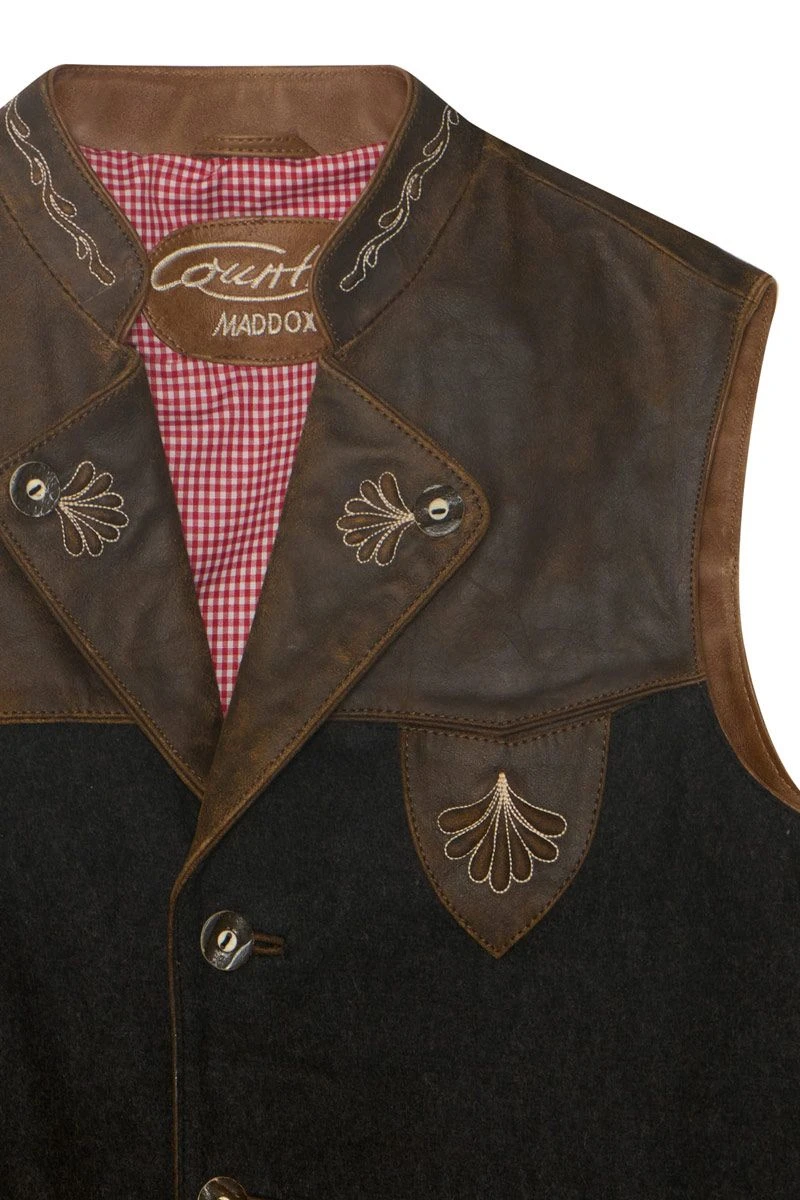 Trachtenweste Braun Anthrazit Leder Jonas 013182 2 Trachtenweste Braun Anthrazit Leder Jonas 013182 – Bild 2