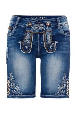 Damen Trachtenjeans Kurz Blau Stretch Franziska 005131