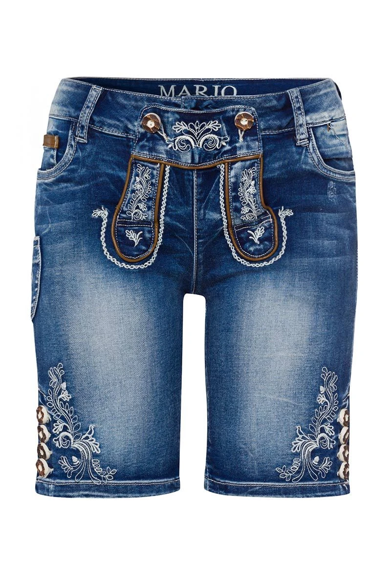 Damen Trachtenjeans Kurz Blau Stretch Franziska 005131 1 Damen Trachtenjeans Kurz Blau Stretch Franziska 005131