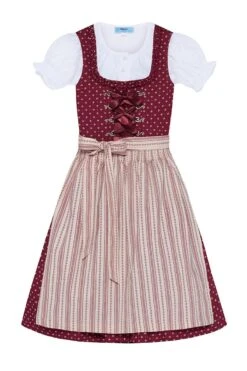 Kinder Dirndl Dunkelrot Beige Gemustert Solana 009315