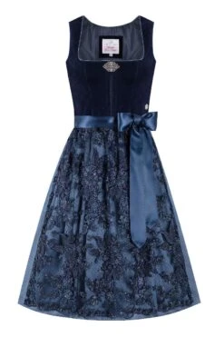 Midi Dirndl 65 Cm Dunkelblau Samt Greta 013912