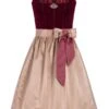 Midi Dirndl 65 Cm Dunkelrot Taupe Samt Greta 013913