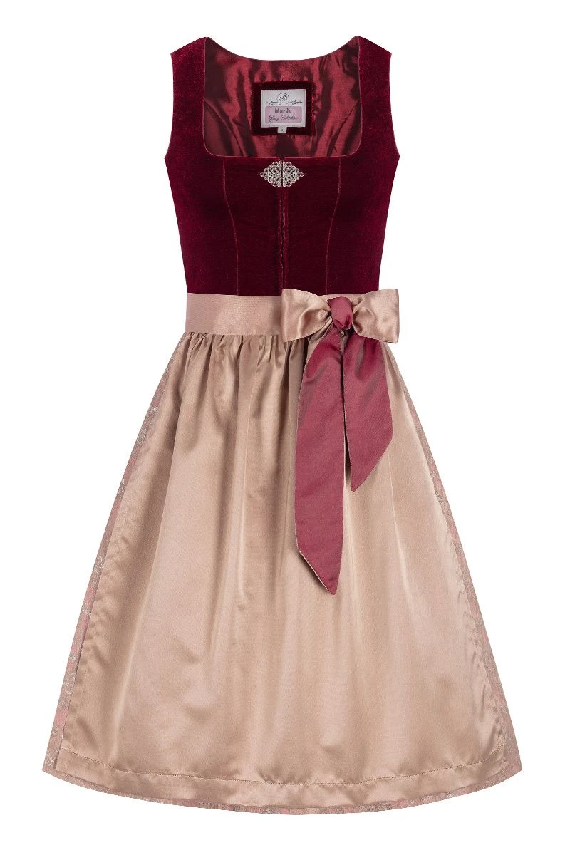Midi Dirndl 65 Cm Dunkelrot Taupe Samt Greta 013913 1 Midi Dirndl 65 Cm Dunkelrot Taupe Samt Greta 013913