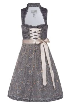 Midi Dirndl 65cm Grau Silber Beige Perla 003802
