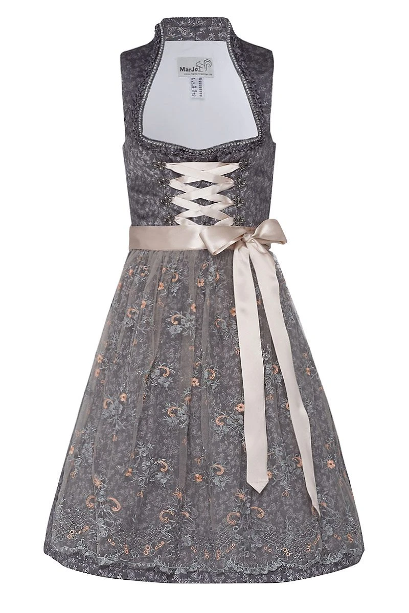 Midi Dirndl 65cm Grau Silber Beige Perla 003802 1 Midi Dirndl 65cm Grau Silber Beige Perla 003802