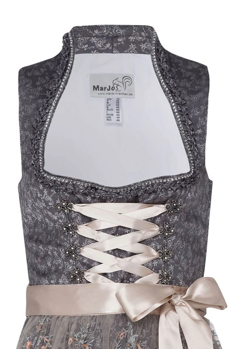 Midi Dirndl 65cm Grau Silber Beige Perla 003802 3 Midi Dirndl 65cm Grau Silber Beige Perla 003802 – Bild 3