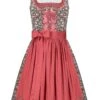 Mini Dirndl 55cm Schwarz Geblümt Koralle Tina 002795