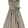 Mini Dirndl 60 Cm Oliv Geblümt Taupe Lotti 010692