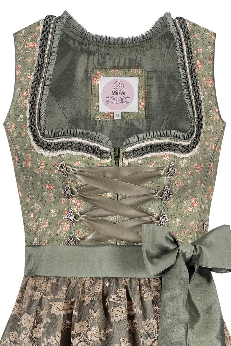 Mini Dirndl 60 Cm Oliv Geblümt Taupe Lotti 010692 2 Mini Dirndl 60 Cm Oliv Geblümt Taupe Lotti 010692 – Bild 2