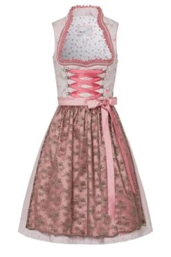 Mini Dirndl 60cm Taupe Koralle Greta 003026
