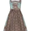 Mini Dirndl 60cm Türkis Gemustert Braun Tiramisa 001850