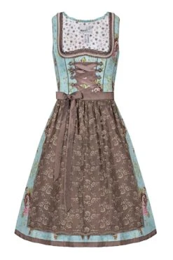 Mini Dirndl 60cm Türkis Gemustert Braun Tiramisa 001850